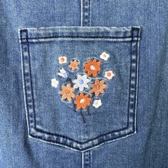 Gymboree Embroidered Floral Overalls Western Skies Blue Denim Girl's Size 12 - Picture 3 of 11